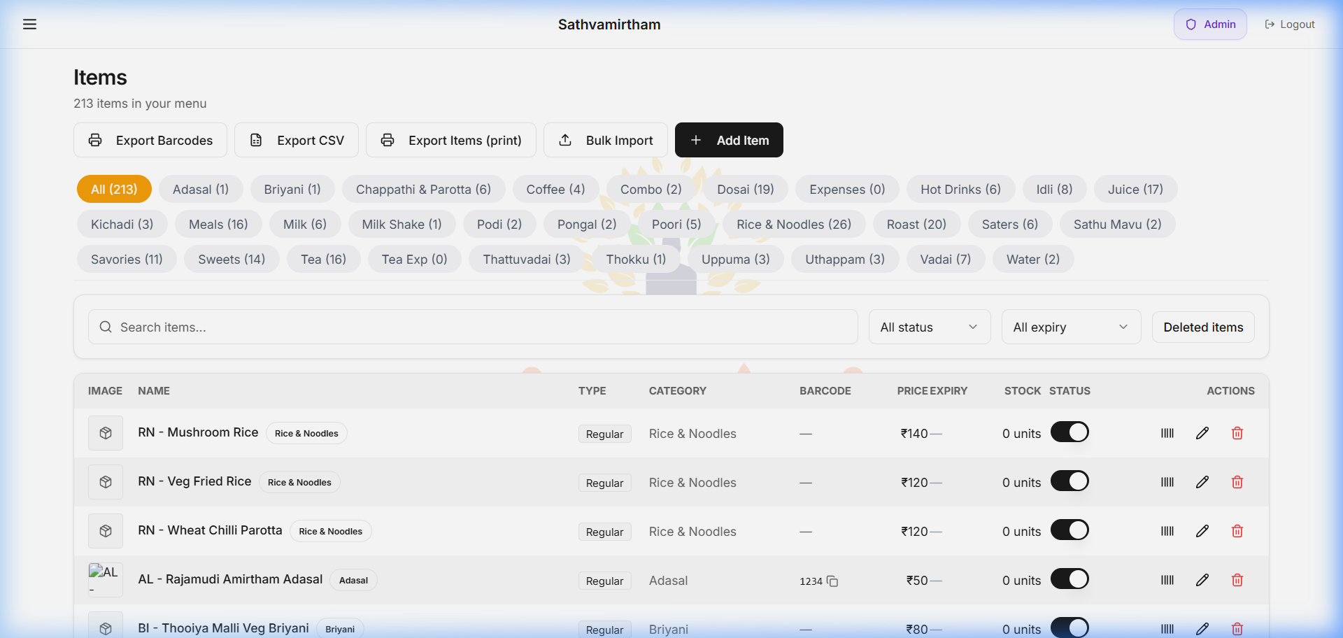 Instant Menu & Price Control